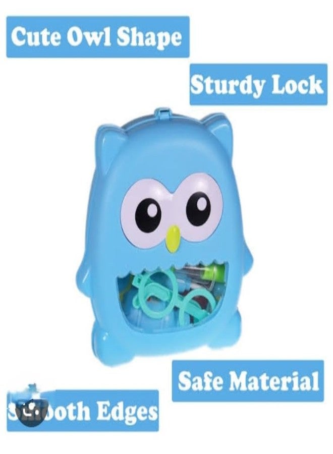 Manos Cute Owl Shaped Doctor Play Set with Sturdy Lock, Safe Material, Smooth Edges for Kids 3+ Years, 12 Pieces, Blue Pack of 1 - Image 5
